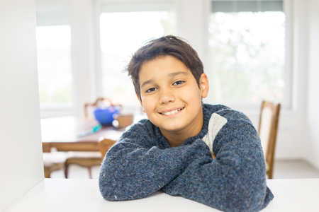 Children inside interior of modern homeの写真素材