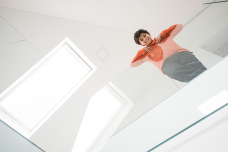 Children inside interior of modern homeの写真素材