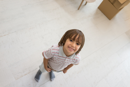 Children inside interior of modern homeの写真素材