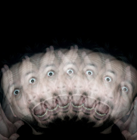 Man suffers of schizophrenia madness