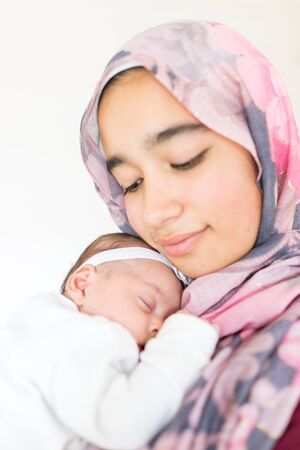 Muslim mother and babyの写真素材