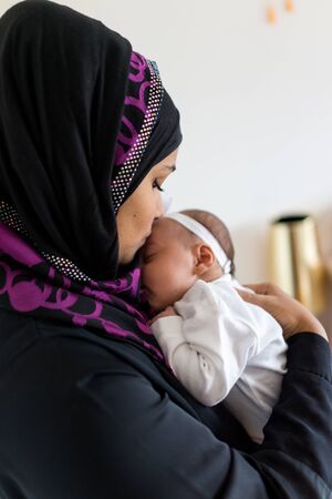 Muslim mother and babyの写真素材