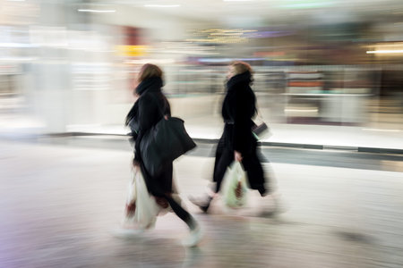 Rush evening hour and people in movementの写真素材