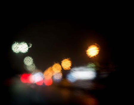City night blurred traffic lights