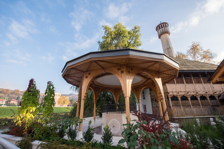 Mosque with fountain in front Sadrvanの写真素材