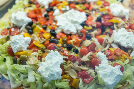 Close up of delicious pizzaの写真素材