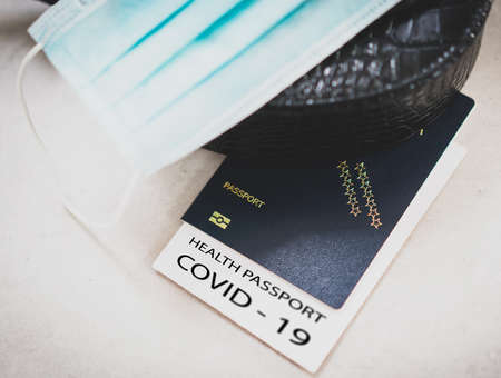 Covid-19 passport with mask, High quality photoの写真素材