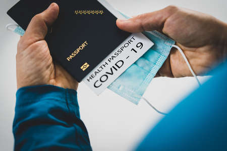 Covid-19 passport with mask ,High quality photoの写真素材