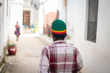 Young black man on city street , High quality photoの写真素材