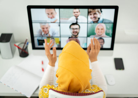 Middle Eastern businesswoman having the online conference
