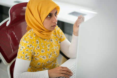 Middle Eastern businesswoman having the online conferenceの写真素材