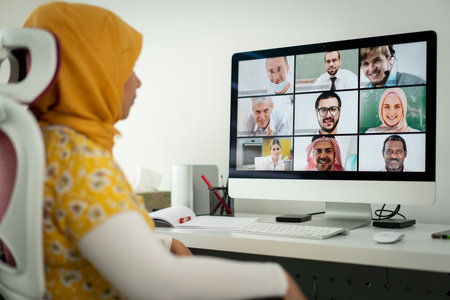 Middle Eastern businesswoman having the online conference