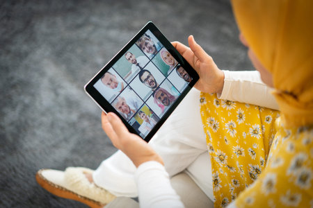 Middle Eastern businesswoman having the online conference
