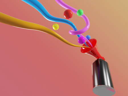 Mehaphone 3d render with balls and waves outの写真素材