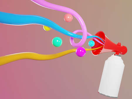 Mehaphone 3d render with balls and waves outの写真素材
