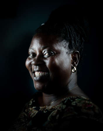 Elderly African black woman real portraitの写真素材