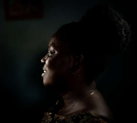 Elderly African black woman real portraitの写真素材