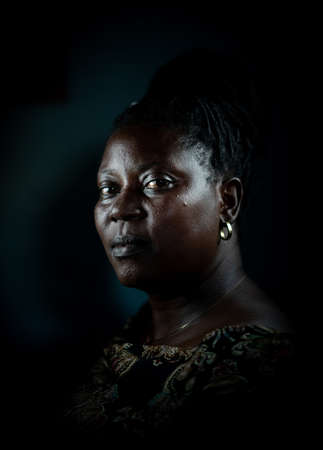 Elderly African black woman real portraitの写真素材