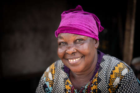 Elderly African black woman real portraitの写真素材