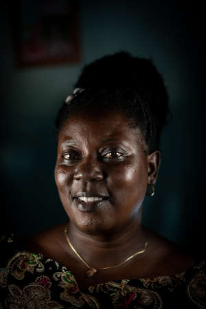 Elderly African black woman real portraitの写真素材