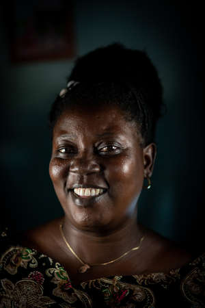 Elderly African black woman real portraitの写真素材