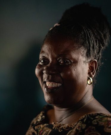 Elderly African black woman real portraitの写真素材