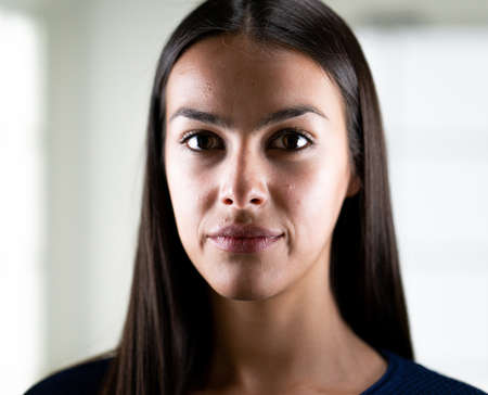 Young beautiful woman portrait close up , quality photoの写真素材