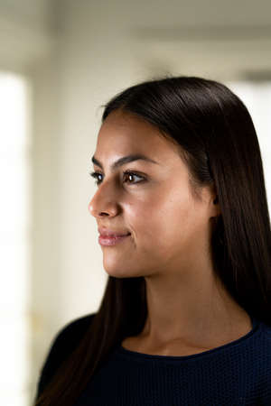 Young beautiful woman portrait close up , quality photoの写真素材