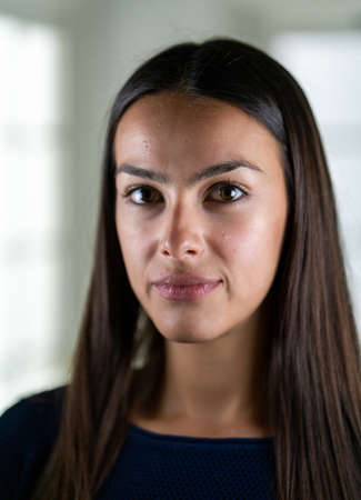 Young beautiful woman portrait close up , quality photoの写真素材