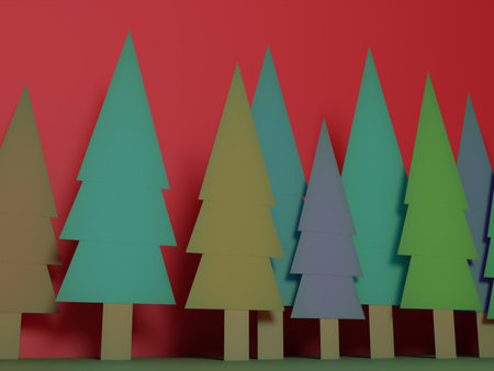 3D - Christmas tree with presents and decorations on black. High quality photoの写真素材