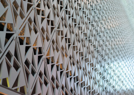 Angled parallel lines on the facade of a modern architecture building. High quality photoの写真素材