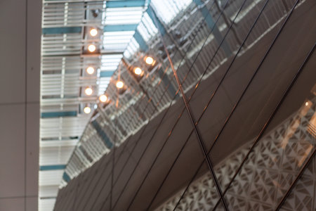 Angled parallel lines on the facade of a modern architecture building. High quality photo