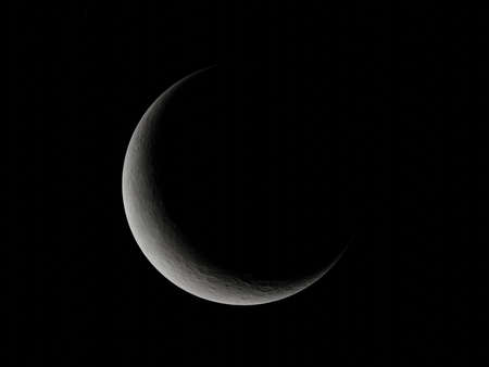 Crescent moon sky on dark dusk ,Twilight Sky in the Eveningの写真素材