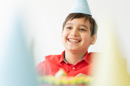 birthday cake, children joy at his homeの写真素材