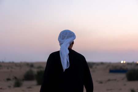 Golden hour in arabian desert.の写真素材