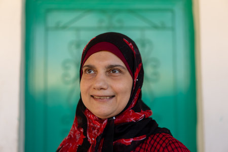 Portrait of muslim woman outdoors. High quality photoの写真素材