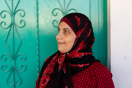 Portrait of muslim woman outdoors. High quality photoの写真素材