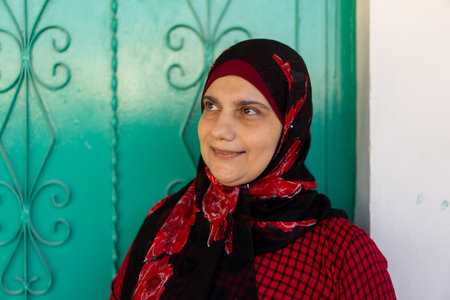 Portrait of muslim woman outdoors. High quality photoの写真素材