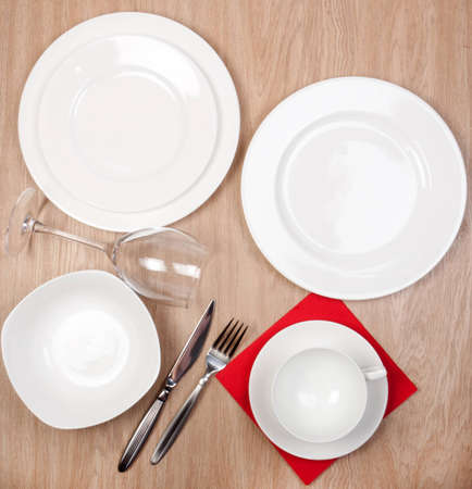 porcelain plate on a dinner tableの写真素材