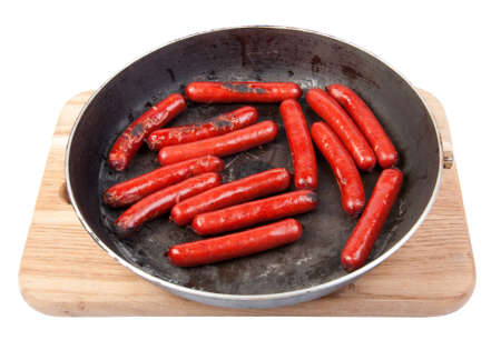 roasted sausages on the pan の写真素材