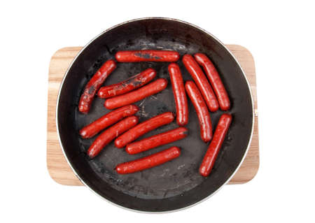 roasted sausages on the pan の写真素材