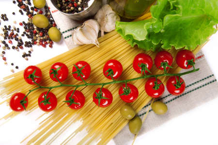cherry tomatoes with spaghettiの写真素材