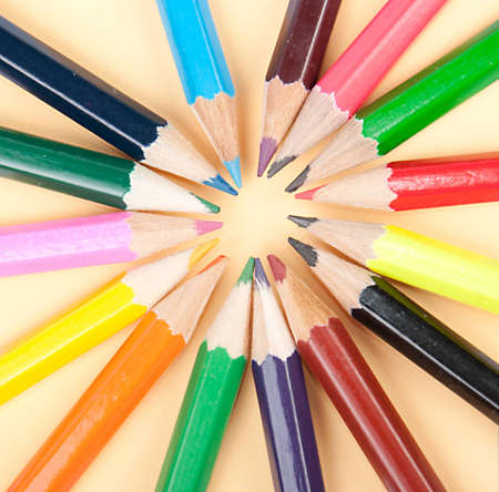 colour pencils in circleの写真素材