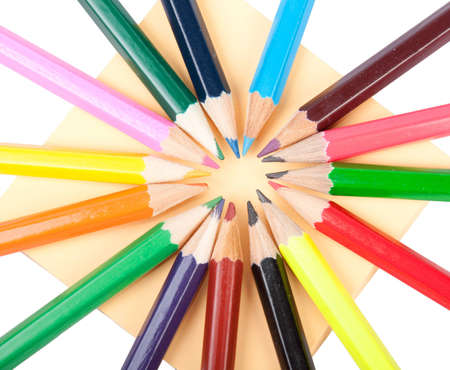 colour pencils in circleの写真素材