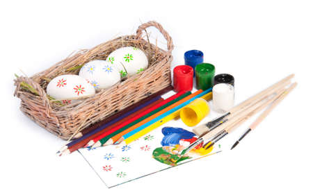 Easter eggs with colorful paintの写真素材