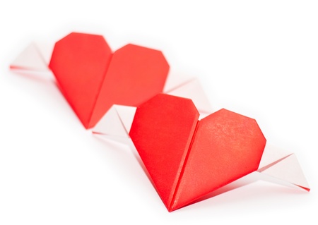 A paper origami heartの写真素材