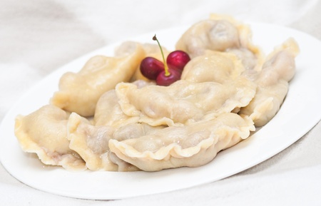 Traditional vareniki with cherryの写真素材