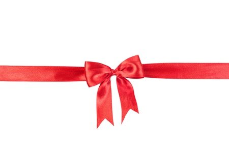 Satin gift bow isolated on whiteの写真素材