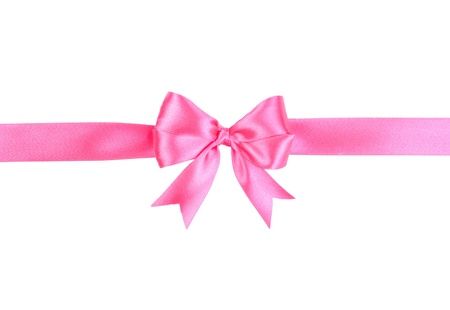 Satin gift bow isolated on whiteの写真素材