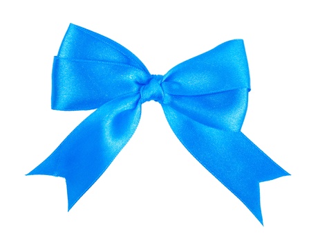 Satin gift bow isolated on whiteの写真素材